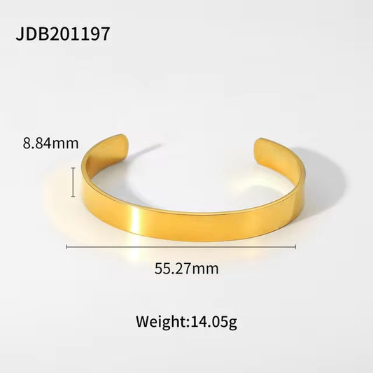 Uworld Classic Stainless Steel 18K Gold-Plated Smooth Bangle Jewelry Gift Wide Bracelet for Women Pulsera Acero Inoxidable Mujer